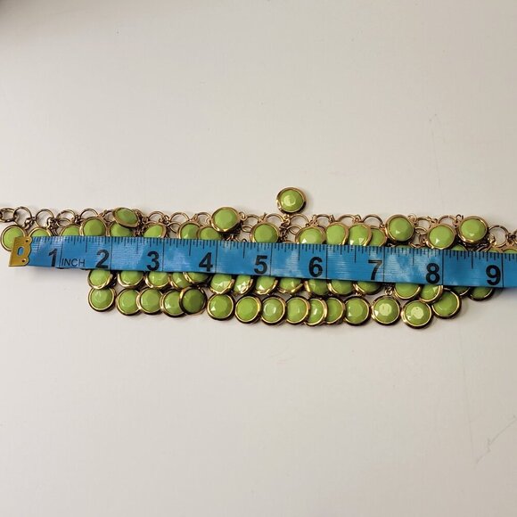 Green Choker Gold Tone Resin Pendant Fashion Bib Statement Necklace - Picture 6 of 8